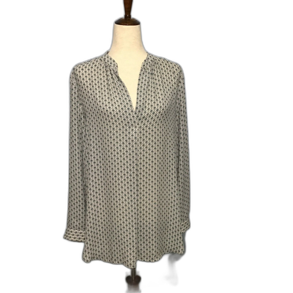 LOFT V-Neck Butterfly Print Tunic Top Sz M